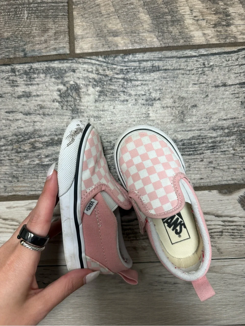 Vans Kids Slip-On Checkerboard Sneakers - Pink & White